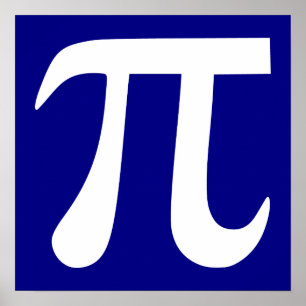 Marineblauw en Wit Pi-symbool Poster