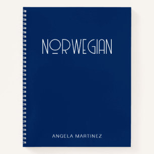 Marineblauw en wit retro stijl taalkunde notitieboek