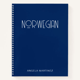 Marineblauw en wit retro stijl taalkunde notitieboek