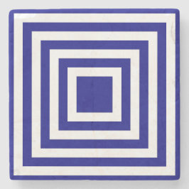 Marineblauw en wit vierkante strepen stenen onderzetter