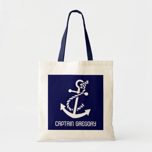 marineblauw en witte anchor tote bag (Voorkant)