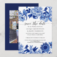 Marineblauw en Witte Aziatische Invloed Chinoiseri