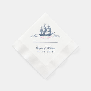 marineblauw en witte cocktail Napkin Servetten