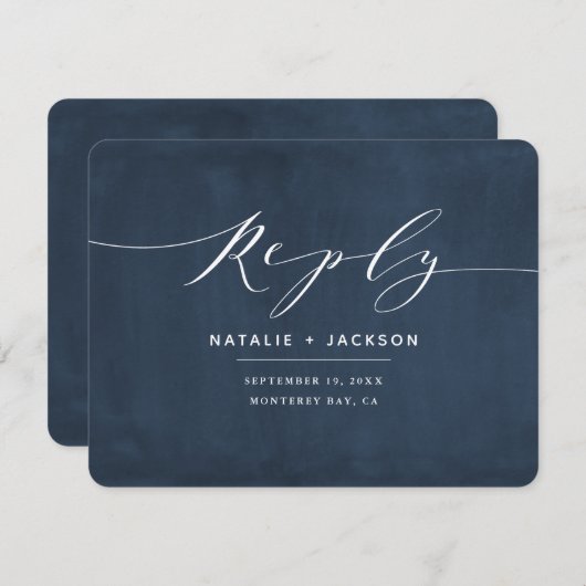 marineblauw en witte elegante trouwreactie (Voorkant / Achterkant)