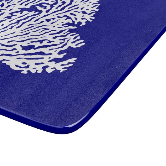 marineblauw en witte kustkoraal snijplank (Hoek)