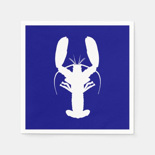 marineblauw en witte kustkreeft servetten (Voorkant)