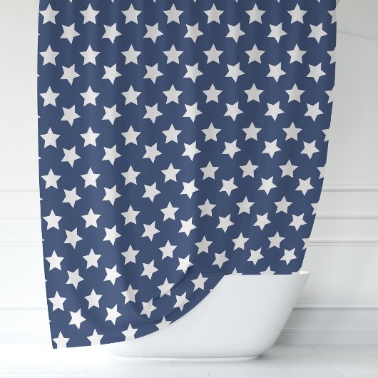 Marineblauw en witte sterren douchegordijn
