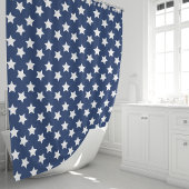 Marineblauw en witte sterren douchegordijn