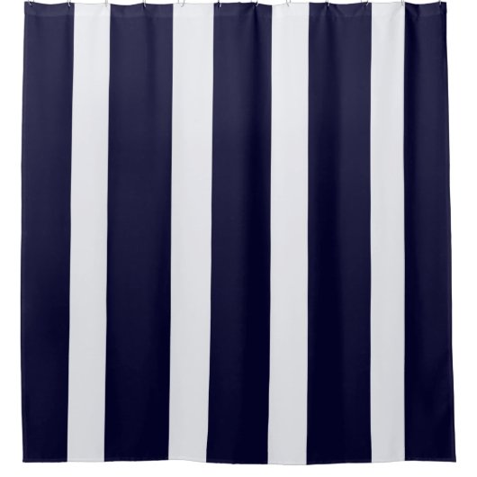 marineblauw en witte strepen douchegordijn (Voorkant)