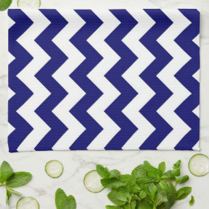 Marineblauw en Witte Zigzag Theedoek