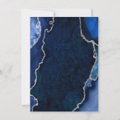 Marineblauw en Zilver Agate Marmeren Trouw Dankjew Bedankkaart (Achterkant)
