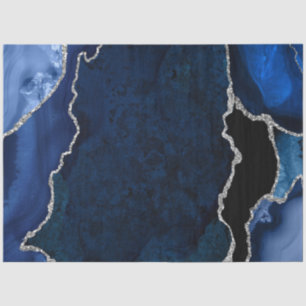 Marineblauw en zilver namaak glitters agaat tissuepapier