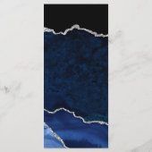 Marineblauw en Zilveren Agaten Trouwmenu Menu (Achterkant)