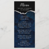Marineblauw en Zilveren Agaten Trouwmenu Menu (Voorkant)
