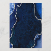 Marineblauw en Zilveren Agaten Trouwmenu Menu (Achterkant)