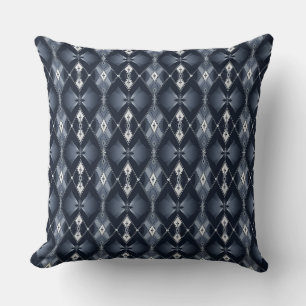 Marineblauw en zilveren diamantpatroon kussen