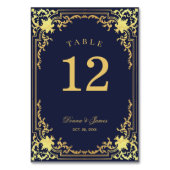 marineblauw faux goud elegant script bruiloft kaart (Achterkant)