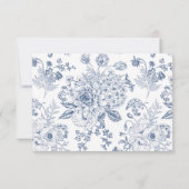 marineblauw (Floral Line) Art QR-code RSVP (Achterkant)