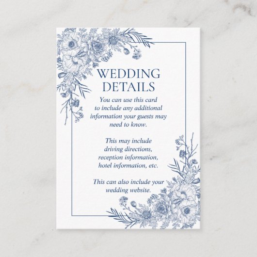 marineblauw (Floral Line Line) - details over het Informatiekaartje (Voorkant)