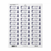 Marineblauw Floral retour adreslabel Etiket (Full Sheet)