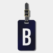 Marineblauw geborsteld Metallic Monogram Initiaal Bagagelabel (Voorkant verticaal)