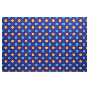 Marineblauw Geel Cyaan Stippen Ontwerp Stof