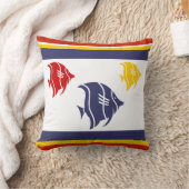 marineblauw, geel en rode vis op wit kussen (Deken)