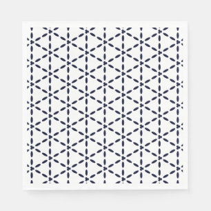Marineblauw geometrisch patroon op wit servet