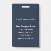 Marineblauw gepersonaliseerde personeelskaart badge (Achterkant)