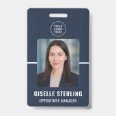 Marineblauw gepersonaliseerde personeelskaart badge (Voorzijde)
