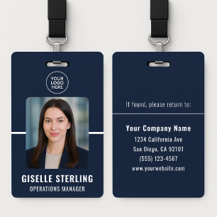Marineblauw gepersonaliseerde personeelskaart badge