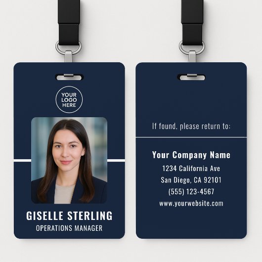Marineblauw gepersonaliseerde personeelskaart badge
