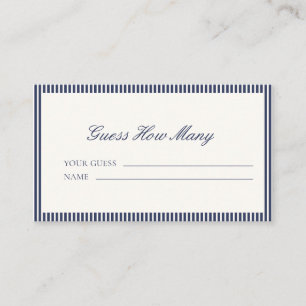 Marineblauw gestreepte baby shower raad hoeveel ka informatiekaartje