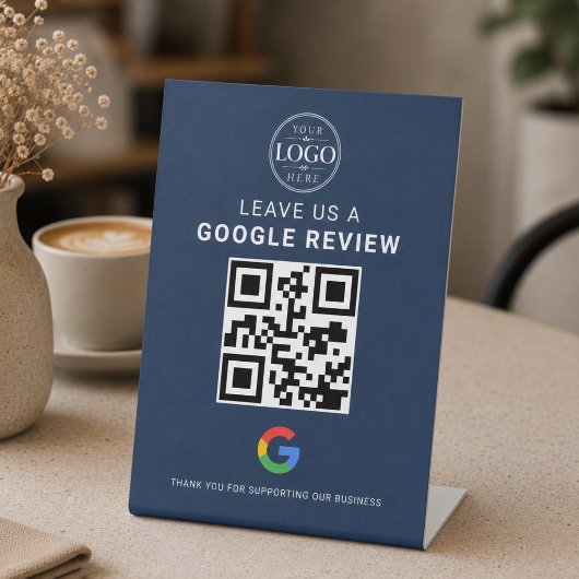 Marineblauw Google Review QR-display Reclamebord Met Voetstuk