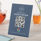 Marineblauw Google Review QR-display Reclamebord Met Voetstuk (Insitu)
