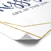 Marineblauw Goud Bloem Hoeveel Kusjes Bordje Poster (Hoek)