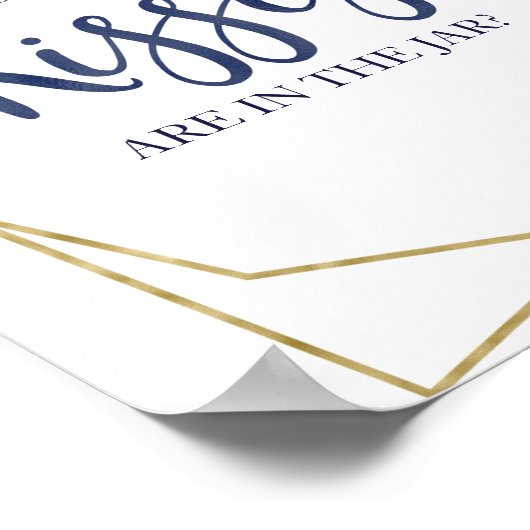 Marineblauw Goud Bloem Hoeveel Kusjes Bordje Poster (Hoek)