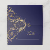  marineblauw goud bloemendamast bruiloft (Buitenkant ongevouwen)