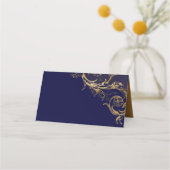  marineblauw goud bloemendamast bruiloft (Achterkant)