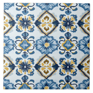 Marineblauw, Goud en Blauwe Keramische Tegels Tegeltje