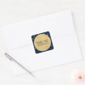 Marineblauw & Goud Glanzend Confetti Stippen Feest Vierkante Sticker (Envelop)