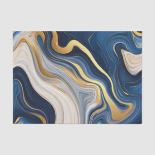 Marineblauw Goud Marmer Krullen Tissuepapier