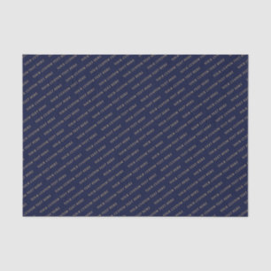 Marineblauw & Goud Minimaal Custom Text Tissue Pap Tissuepapier