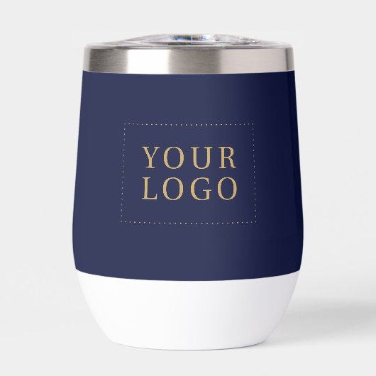 Marineblauw & Goud Minimal Business Logo Aangepast (Voorkant)
