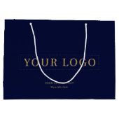 Marineblauw & Goud Minimal Business Logo Winkelen Groot Cadeauzakje (Achterkant)