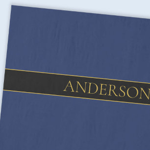 Marineblauw & Goud Naam Achternaam of Bedrijfsnaam Tissuepapier