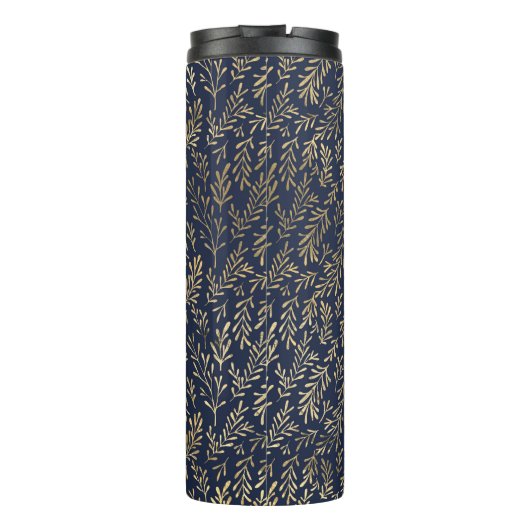 Marineblauw Goud Nieuwgetrouwd Huwelijksinitiaal D Thermosbeker (Achterkant)