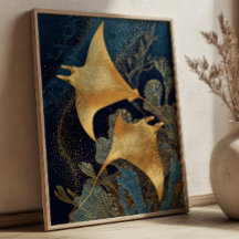 Marineblauw&Goud Roggen Elegante Kintsugi Kunst
