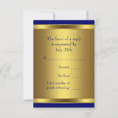 Marineblauw Goud RSVP Kaartje (Achterkant)