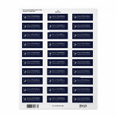 Marineblauw Goud & Wit Maan & Sterren Adreslabel Etiket (Full Sheet)